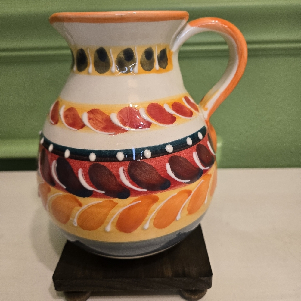 Vintage Handpainted Ceramic Pitcher from Spain